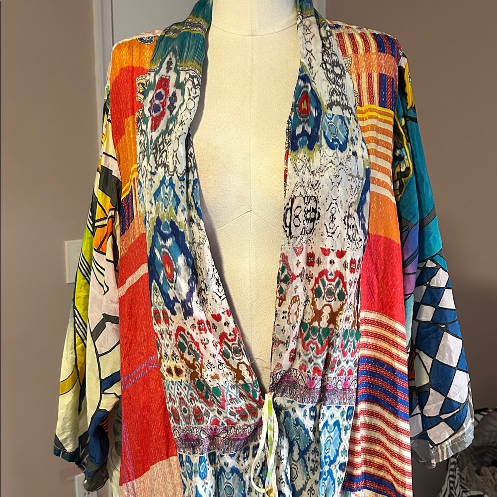 JOHNNY WAS Lolita Mix-Print Silk Kimono Jacket size XXL - Picture 12 of 16